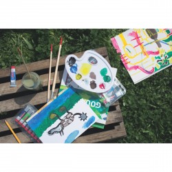 طقم رويال تالنس الوان جواش 12 لون 12 ملي +فرشاة + بليت  + قلم رصاص + ممجاه عجينية + دفتر حجم A4